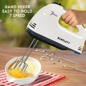 Scarlett 7-Speed Electric Hand Mixer 💨 | 180W With Beaters, Dough Hooks, Spatula & Oil Brush