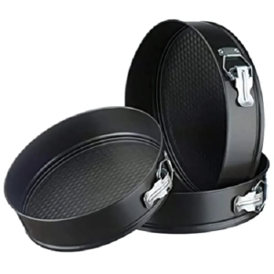 Set of 3 Nonstick Round Cake Mould Pans 🍰 | Carbon Steel Baking Tray Set with Removable Base (18cm, 20cm, 22cm)