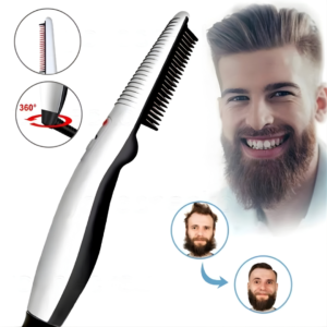 Rechargeable Multi-Functional Hair & Beard Straightener Comb – Quick Heating Brush for Men