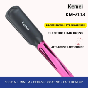 Kemei KM-2113 Tourmaline Ceramic Hair Straightener – Fast Heating Flat Iron for Smooth & Silky Hair