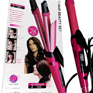 2-in-1 Hair Styler – Hair Straightener, Curler & Crimper with Ceramic Coating for Smooth & Versatile Styling