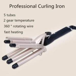 5-Tube Hair Curler & Professional Hair Straightener – Ceramic Waver Iron for Curly & Wavy Hair