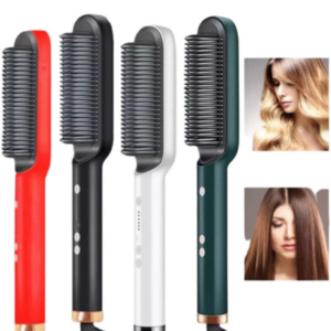 2-in-1 Hair Straightener & Curler Brush – Travel-Friendly Styling Comb for Women
