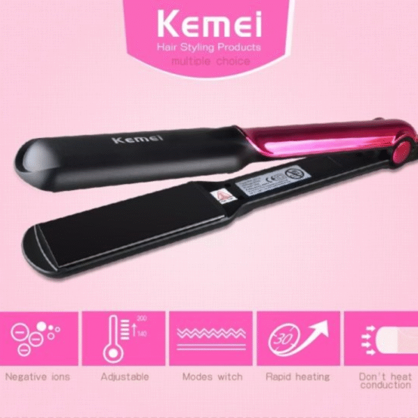 Kemei KM-2113 Tourmaline Ceramic Hair Straightener – Fast Heating Flat Iron for Smooth & Silky Hair - Image 9