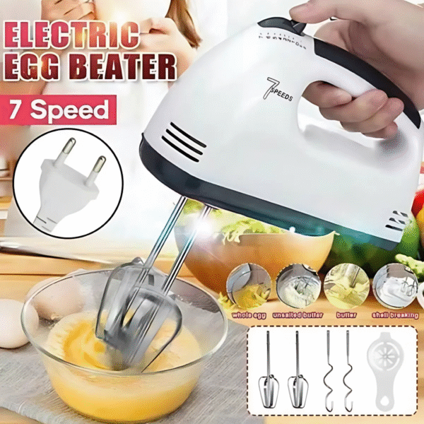 Scarlett 7-Speed Electric Hand Mixer 💨 | 180W With Beaters, Dough Hooks, Spatula & Oil Brush - Image 6