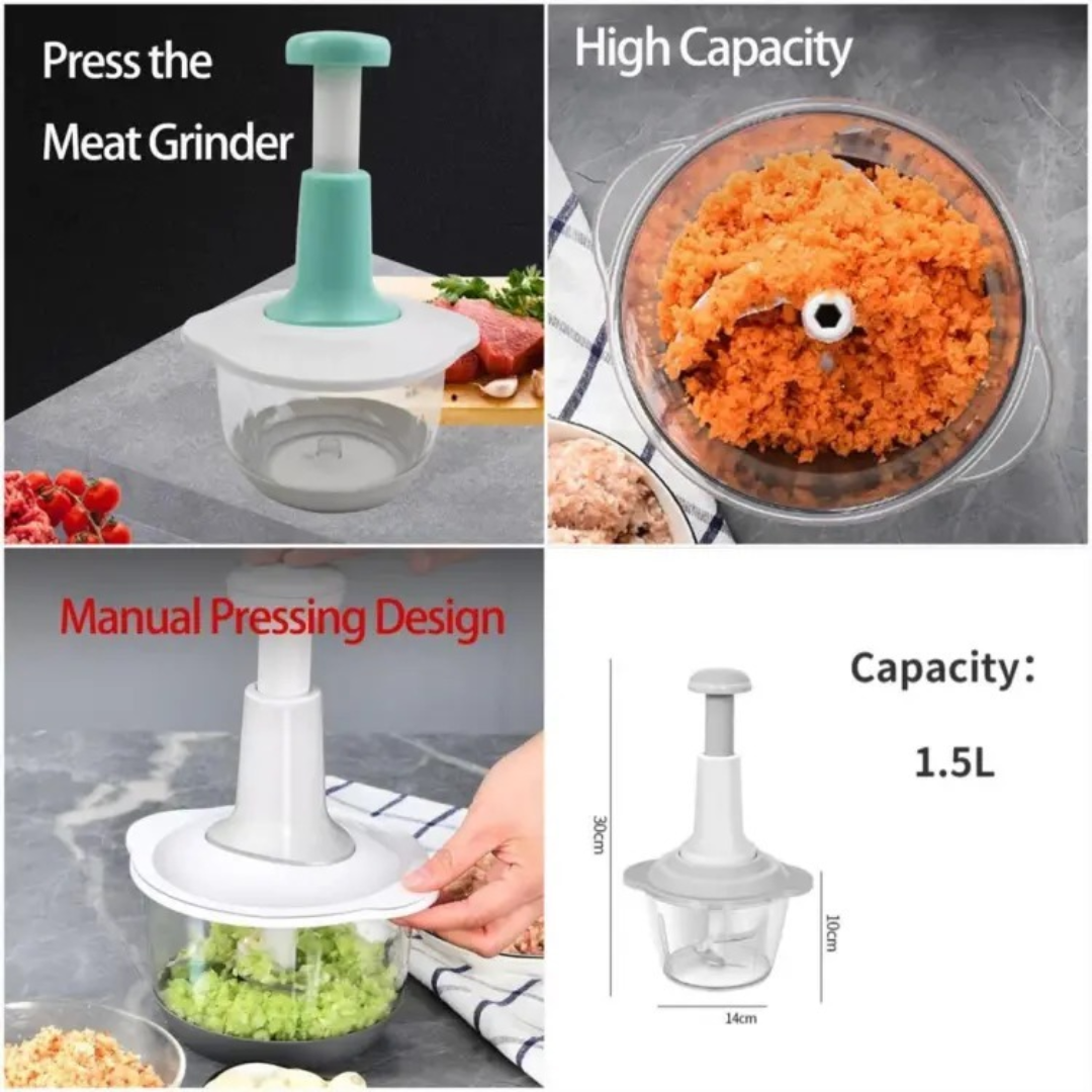 Manual Hand Push Chopper | In 1.5L and 2L, Multi-Functional Vegetable & Meat Grinder, Grater, Dicer - Image 5