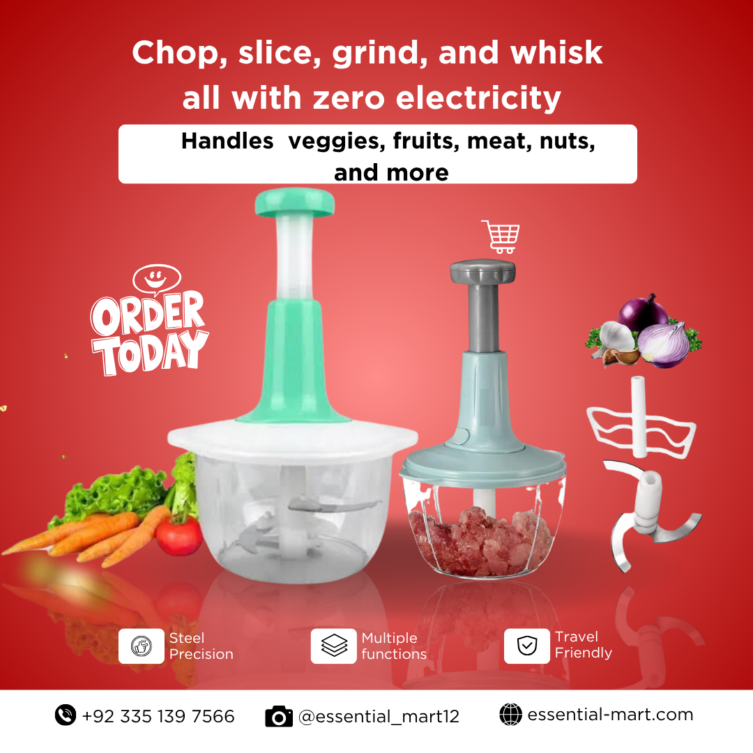 Manual Hand Push Chopper | In 1.5L and 2L, Multi-Functional Vegetable & Meat Grinder, Grater, Dicer - Image 2