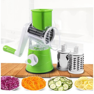 Manual 3‑in‑1 Vegetable Cutter & Drum Grater | Round Slicer | Multifunctional Kitchen Gadget