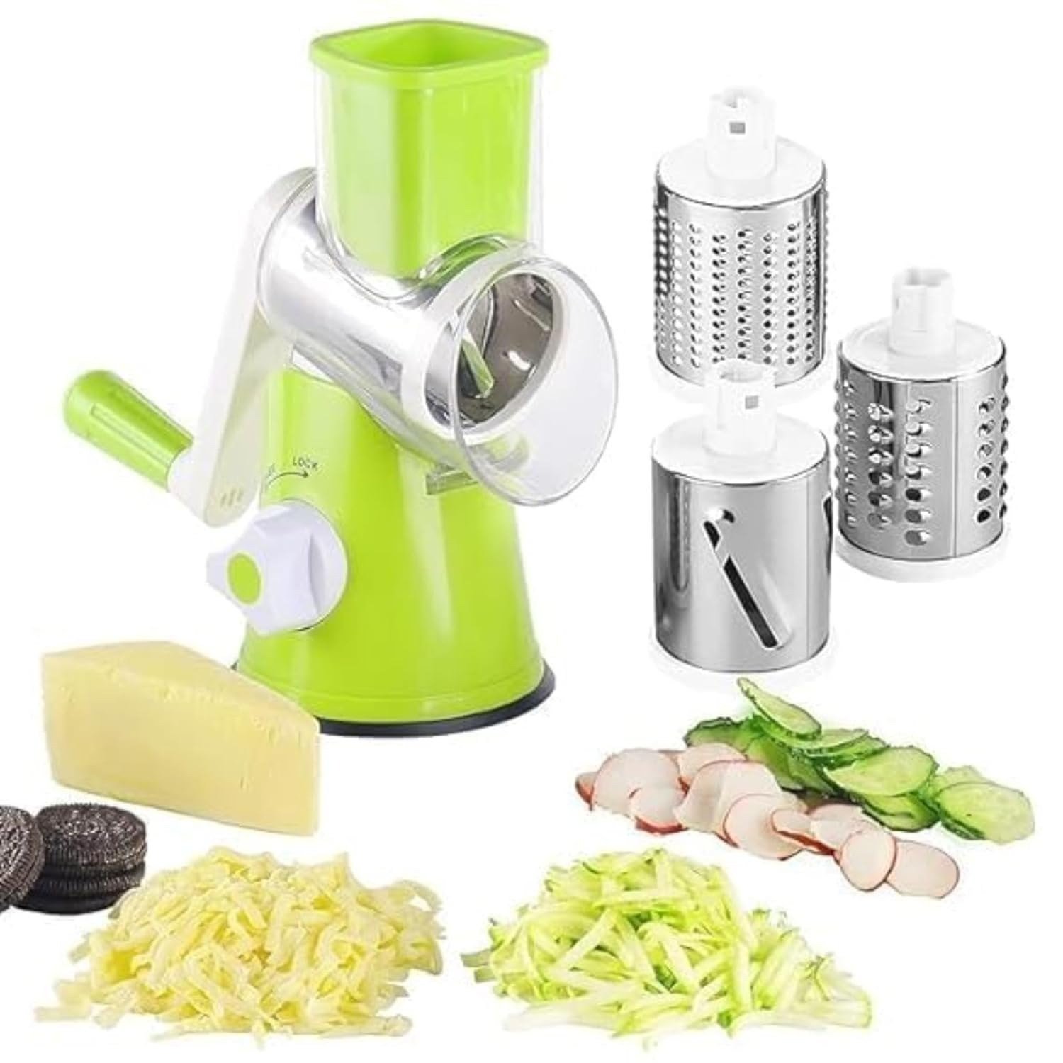 Manual 3‑in‑1 Vegetable Cutter & Drum Grater | Round Slicer | Multifunctional Kitchen Gadget - Image 4